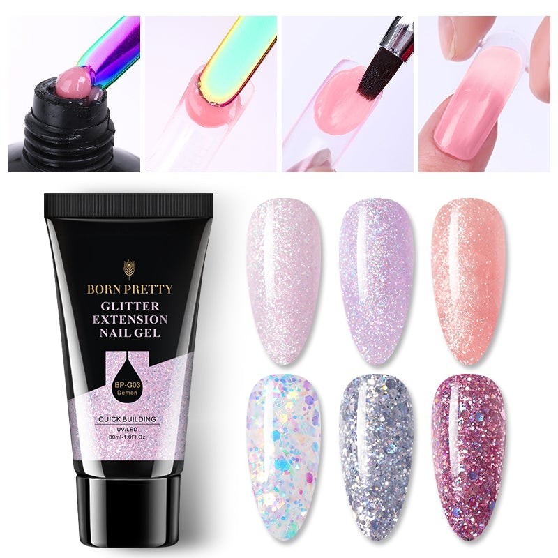 BORN PRETTY BP-G02 poly gél csillámmal 51116-2