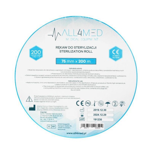 Sterilizáló tekercs 7,5 cm x 200 m