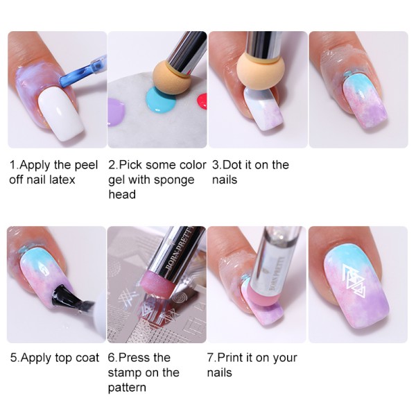 Ombre szivacsecset és nyomdafej CHAMPHAGNE GOLD - Born Pretty - 42495-1-2