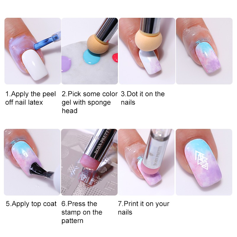 Ombre szivacsecset és nyomdafej CHAMPHAGNE GOLD - Born Pretty - 42495-1-2